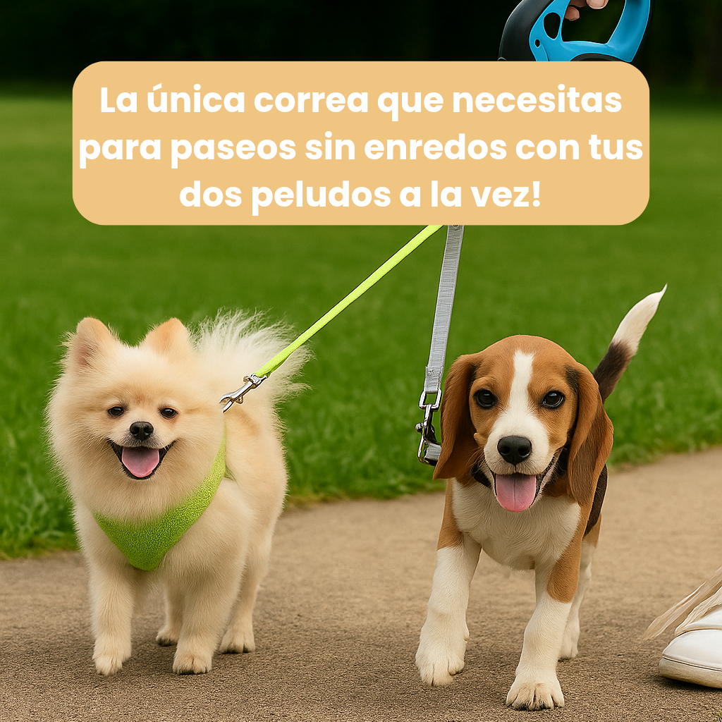 El Pack Paseo Perfecto – Correa Doble con Luz + Bolsas BIO Gratis