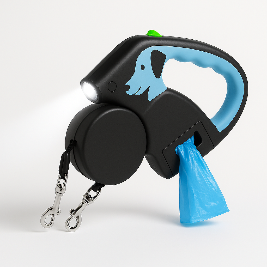 El Pack Paseo Perfecto – Correa Doble con Luz + Bolsas BIO Gratis